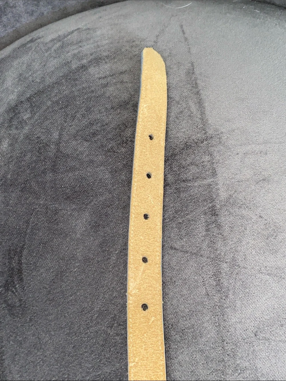 Vintage Pierre Cardin Leather Belt Light Gray Gold Buckle Skinny
